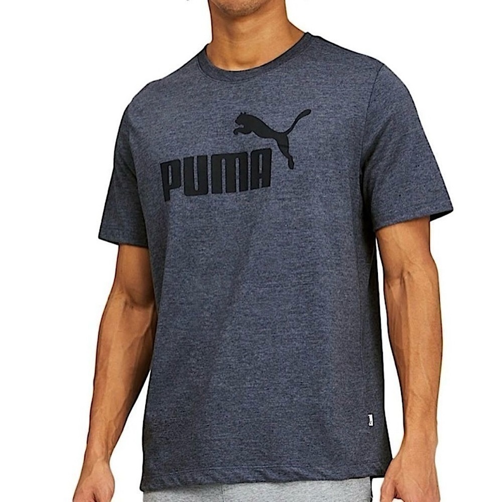 NWT Puma Men's Heathered Logo Crew Neck Short Sleeve T‎ Shirt Blue Size Medium